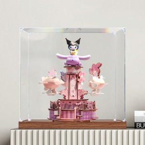 Acrylic Display Box Compatible with Sanrio Dreamland Series Rotating Aircraft Music Box Ideal for Model Showcase