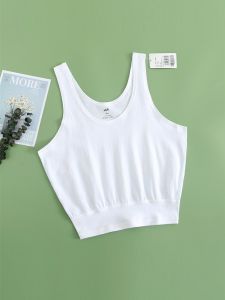 ผ้าฝ้ายแท้ S906 สไตล์เรียบง่ายถักผ้าเสื้อกั๊กสไตล์ Bra ชุดชั้นในสําหรับวัยกลางคนและผู้สูงอายุผู้หญิงสีขาวขนาดใหญ่