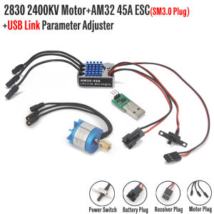 MN128 Upgrade Kit 2830 2400KV Outrunner Brushless Motor AM32 45A ESC Parameter Adjuster for 1/12 RC Crawler Car Model Power Kit