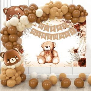 125pcs Brown Teddy Bear Balloon Garland Arch Kit Bear Balloon Perfect for Birthday Parties Theme Parties and PROM Decorations