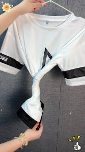 Mens Two-piece Suit T Shirt for Men New Casual Sports Korean Version Loose Short-sleeved T-shirt Round Neck Pure Cotton Mens Trend