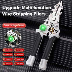 Grey Wire Stripper with Electricity Measurement Pliers for Cutting Pulling Wires Cable Electrician Scissors Household