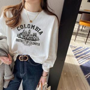 Áo Thun Cotton Dài Tay Màu Trắng Rộng Rãi Cho Nữ Mùa Xuân Thu Đông Áo Sơ Mi Lót Bên Trong Áo Khoác Ngoài Thường Ngày