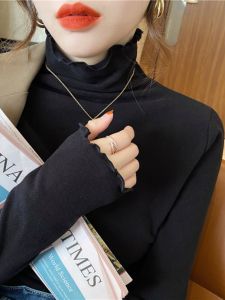 เสื้อเชิ้ตคอปกสูงสำหรับผู้หญิง ฤดูใบไม้ร่วง/ฤดูหนาว เสื้อชั้นในขนแกะสองด้าน ผ้ากำมะหยี่หนา อบอุ่น เสื้อคอกลม เสื้อผ้าทำงานสไตล์เกาหลี