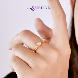 MEILYN Cincin Kasual Gelombang GG4 Mata 1 Aksesoris Wanita Lapis Emas 0221240132