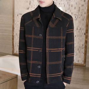 HENGYUANXIANG | Hengyuanxiang Mens Woolen Jacket Spring Autumn Short Style Turn-down Collar Casual Fashionable Youthful Warm Outerwear