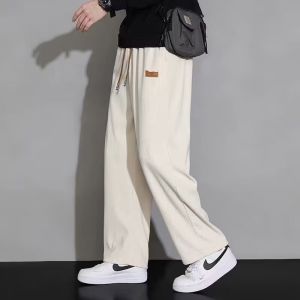 Ice Silk Loose Fit Straight Leg Mens Shorts Summer Sport Cotton High Waist Youth Trendy Quick Dry Breathable Running Trousers