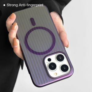 Sanptoch For Magsafe Simple Stripe Phone Case For iPhone 16 15 14 13 Pro Max Matte Translucent PC Cover For iPhone 16 Pro Max Anti fingerprint Shockproof Slim Hard Casing