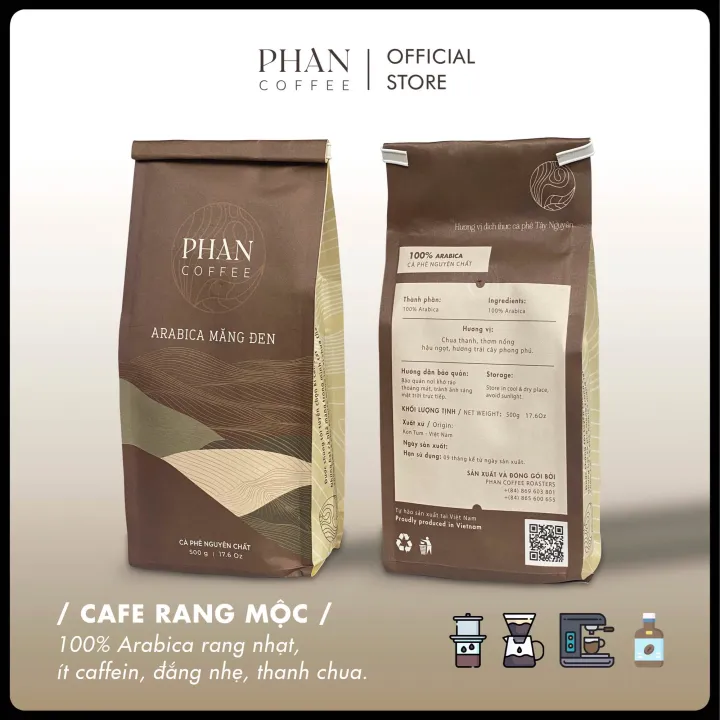 Cà phê ARABICA MĂNG ĐEN nguyên chất rang mộc chua thanh ngọt hậu thơm trái cây phong phú hợp pha Cold Brew, pha máy, pha phin - Phan Coffee