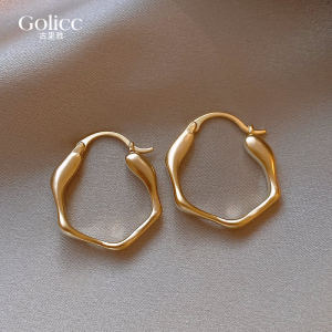 Elegant Matte Asymmetric Hoop Earrings for Women Unique Design Sensation Fashionable Jewelry  out Alloy/Plated Silver/Gold