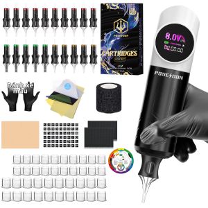 Poseidon | Bộ Dụng Cụ Xăm Hình POSEIDON V5 Với Nguồn Điện Không Dây - Máy Xăm Và Bộ Bút Xăm Panda Dành Cho Trang Điểm Vĩnh Viễn