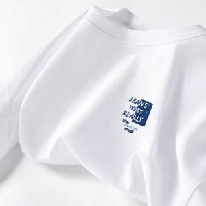 2024 Summer Fashion Brand T-shirt Mens and Womens Same White Pure Cotton Short-Sleeved round Neck Loose-Fitting plus Size Half-Length Sleeves Couples Tops