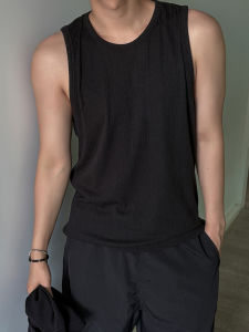Ssumenam | Minimalist Loose Fit Mens Black Tank Top