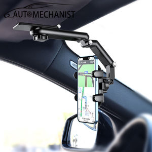 AUTO-MECHANIST Car Holder Mobile Phone Holder Black Rearview Mirror Upside Down Car Stent Automatic Glass Chair Hanging Chair Bracket Sun Visor Phone Holder Driver Navigation Bracket
