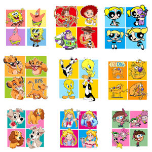 2PCS Cartoon Lion King Cat and Mouse Buzz Lightyear Heat Transfer Stickers DIY Womens T-shirt Heat Transfer Stickers Washable