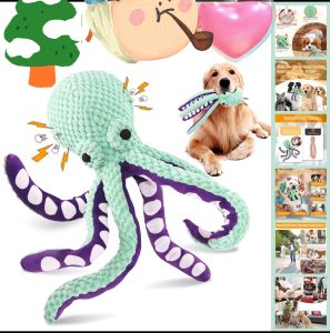 Dog pet plush octopus toy interactive sound anti-demolition home large and small dog boredom companion toy