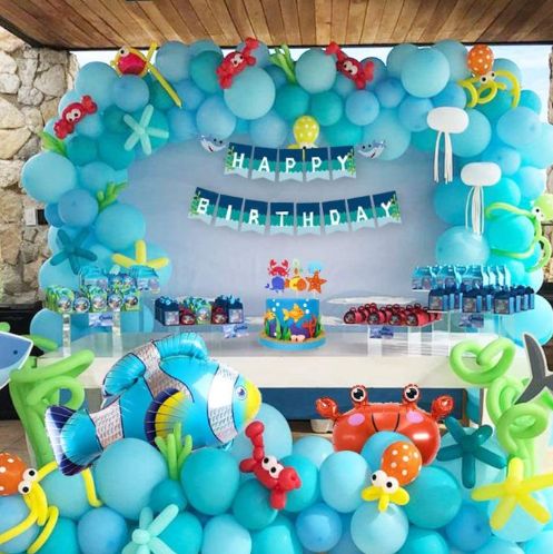 Under the Sea Party Decorations for Boys, Ocean Theme Birthday Decorations,  Under the Sea Balloons Arch Kit with Happy Birthday Banner, Marine Animals  Foil Balloons Kids Birthday Party Supplies