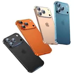 Ốp Lưng Kim Loại Không Viền Bảo Vệ Ống Kính Cho iPhone 17/16/15/14/13/12 Pro Max Plus 17Air/17Pro - Có Miếng Đệm Bảo Vệ Góc