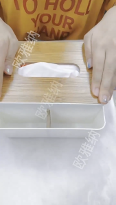 Nordic Wooden Lid Tissue Box Holder Desktop Organizer Remote Storage Box Napkin Dispenser White