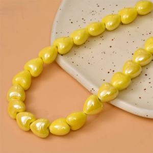 10pcs 12mm Heart Shape Shiny Glossy Ceramic Porcelain Beads for Jewelry Making DIY Crafts Loose Beads