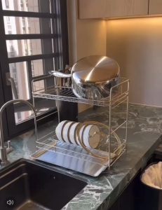 ✳️TSG65✳️ 2/3 Tiers SS304 Dish Drying Rack Dish Drain Rack Cup Holder Cup Stand Cup Rack Cups Organizer Drain Rack Dish Organizer Rack Dish Rack Dish Holder Dish Stand Dish Drain Rack Dish Shelf Dish Drain Shelf Countertop Organize Rack