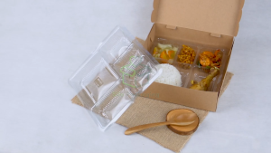 1 PACK Mika Dalam Dus Nasi 22 x 22 Mika Sekat 5 Kotak Nasi Catering Box Tray Isi 50 Pcs