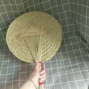 Handmade Straw Fan/Cattail Leaf Weaving Craft/Classical Palm Leaf Fan/Handle Bamboo/Summer Cooling Fan Fans Craft
