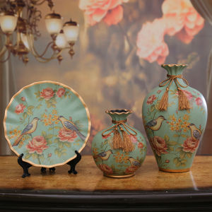 Creative Ceramic Flower Vase Home Decorations European Style Living Room TV Cabinet Decorative Accessories Desktop Ornaments