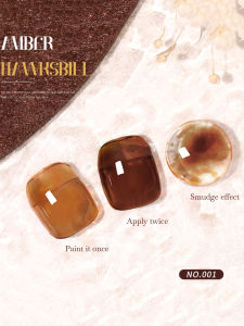 1-12pcs WS New Brown Semi Transparent Nails Brown Amber Nail Art Autumn Popular Maillard Tortoiseshell Amber Gel Nail Polish