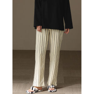 New 2025 Womens Cotton Pajama Pants Loose Fit Summer Thin Casual Home Wear Striped Sleepwear Comfortable Breathable Lightweight
