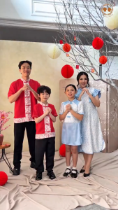 MARVES Imlek Family Set Rui dress Shirt Baju Anak Perempuan Laki laki Dad Mom Bahan Shakilla dan Satin