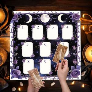 VIKAMA Rose Moon Phase Tarot Bói Toán Bàn Thờ Vải Chống Thấm Nước Có Thể Giặt Bằng Máy Khăn Trải Bàn Để Trang Trí Tâm Linh Và Đọc Bài