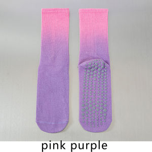Colourful Women Sports Socks Cotton Mid-tube Bottom Professional Non-slip Silicone Indoor Fitness Socks Dance Pilates Yoga Socks