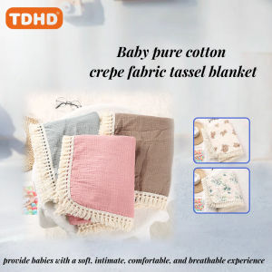 TDHD Cotton Muslin Swaddle Blankets for Newborn Baby Tassel Receiving Blanket New Born Swaddle Wrap Infant Sleeping Quilt Bed Co