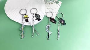 Bandai | Anime Keychain Flame Pillar Rengoku Kyojuro Sword-Shaped Brooch Badge Keyring Fan Merchandise Cosplay Souvenir Gift