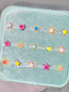 Hoa Tai Kim Loại Titan Siêu Dễ Thương Hình Ngôi Sao Và Trái Tim Hình Năm Cánh Hoa Tai Khoan Cho Phụ Nữ Trang Sức Thời Trang