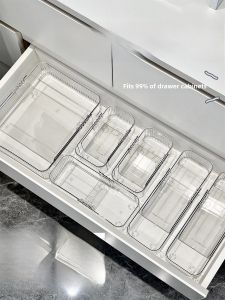 Acrylic Extendable Drawer Organizer Cosmetic Lipstick Comb Makeup Storage Box Built-In Dividers Desktop Storage Rack