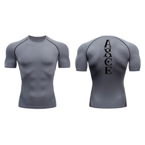 Graphic Short Sleeve Compression Shirt for Men Summer Sporty Athletic Quick Dry T-shirts Gym Workout Running Training Tees Tops