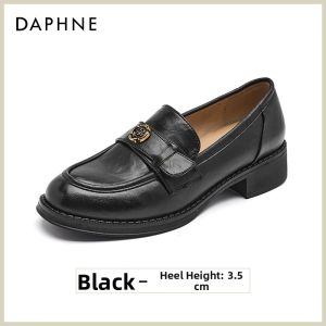 Daphne | Office Commute Spring 2026 New Arrival Black Oxford Shoes with Thick Heels