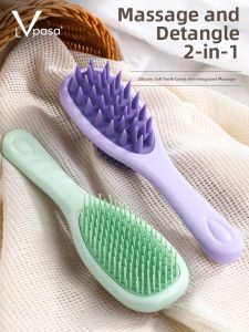 LVpasa | Silicone Scalp Cleaning Massage Brush Long Handle For Women and Long Hair