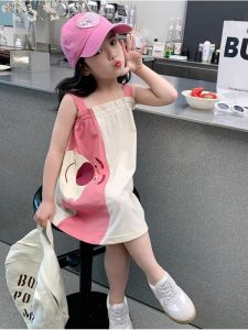 น่ารัก Strawberry Bear Color Block สไตล์เจ้าหญิง ผ้าฝ้าย Blend Girls เดรส Korean Dopaamine การ์ตูน เสื้อกั๊ก เดรส สําหรับเด็ก