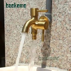 304 Stainless Steel Faucet Two Way valve Faucet 1 in 2 out Head Water Bathroom Kitchen Wall Mounted Faucet Mop Sink Washing Machine Universal Faucet