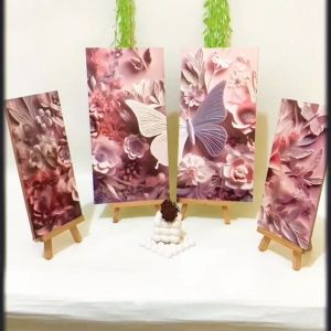 HIASAN DINDING 4 IN 1 SET BUTTERFLY PAPPERART WALLDECOR NUANSA ABSTRAK DECORATION HIASAN DAN PAJANGAN RUMAH KAYU AESTHETIC KEKINIAN