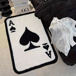 VIKAMA Trendy Ace of Spades Soft Fluffy Rug Non Slip Floor Mat for Bedroom Living Room Bathroom Home Decor