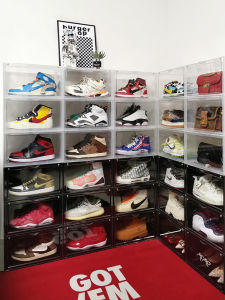 Shoe Cabinet Storage Poison Sneakers Box/Aj Side Door Transparent Display Collection Magnet Acrylic Box Plastic Oxygen-Proof
