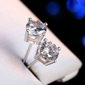 Ultra-Shiny Moissanite Diamond Stud Earrings 18K White Gold Pt950 Platinum Simulated Earrings Gift for Girlfriend Fashion Jewelry