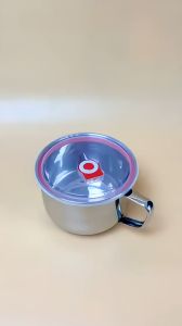 Ca ăn mì inox HiLOGI có nắp đậy dung tích 1000ml có tay cầm chống nóng ly ăn mì nấu được trên bếp từ