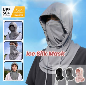 เสื้อมีฮู้ดบาลาคลาว่าหมวกกันน็อคผ้าไอซ์ซิลค์หมวกคลุมศีรษะสไตล์ผูกเชือก Masker Full Face UV สำหรับผู้ชายและผู้หญิงหมวกปั่นจักรยานกลางแจ้ง