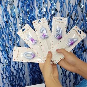 0-9 Mermaid Tail Number Candle Topper Individual Blister Packaging for Girls Birthday Party Supplies