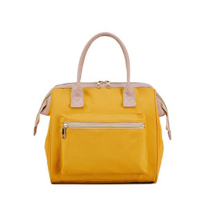 กระเป๋าใส่ข้าวกลางวันแบบมีซิปหนาแบบพกพาสำหรับใช้ไปทำงาน ผ้าไนลอน ลายดอกไม้ กระเป๋าใส่อาหารแบบถือได้สำหรับผู้หญิง ขนาดใหญ่